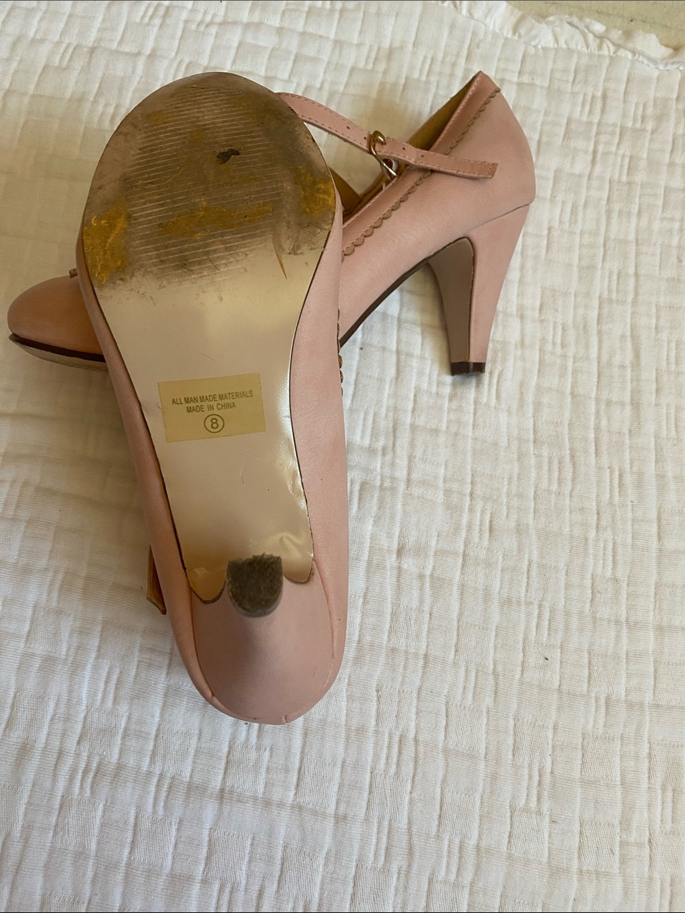 CHASE + CHLOE Blush Pink Mary Jane Heels with Bow Accent - Picture 7 of 8